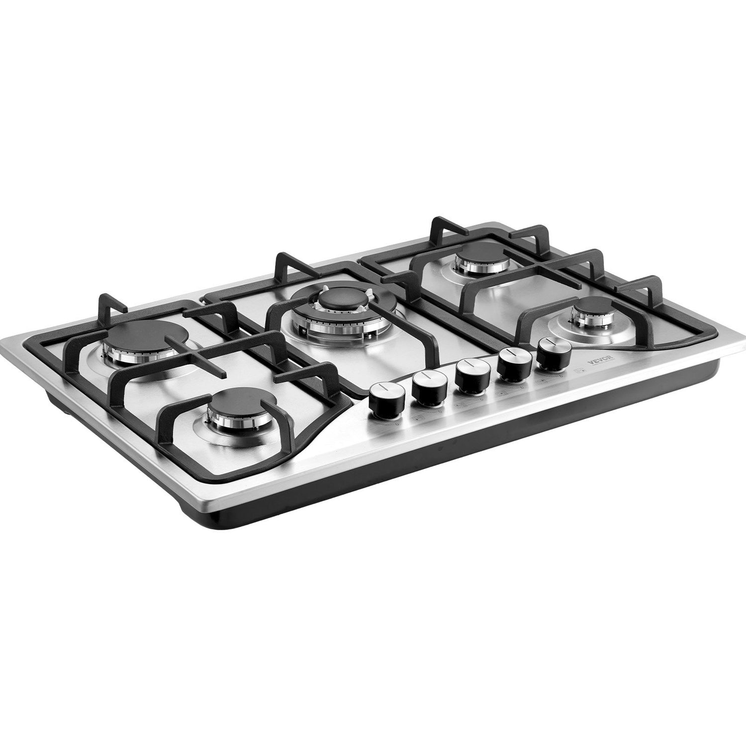 Gas Cooktop 30 Inch, Max 12250BTU 5 Burners Built-in Stainless Steel Gas Stove Top, LPG NG Convertible Dual Fuel Natural Gas Hob With Thermocouple Protection