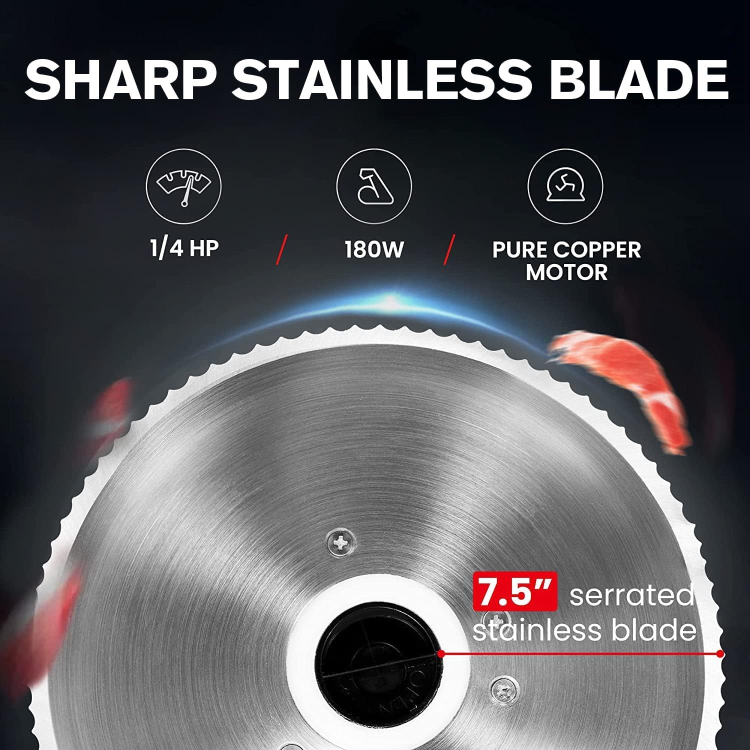 7.5" Electric Meat Slicer, with Stainless Steel Blade, Meat Grinder, Electric Meat Grinder Heavy Duty, Home Kitchen Use Food Grinder