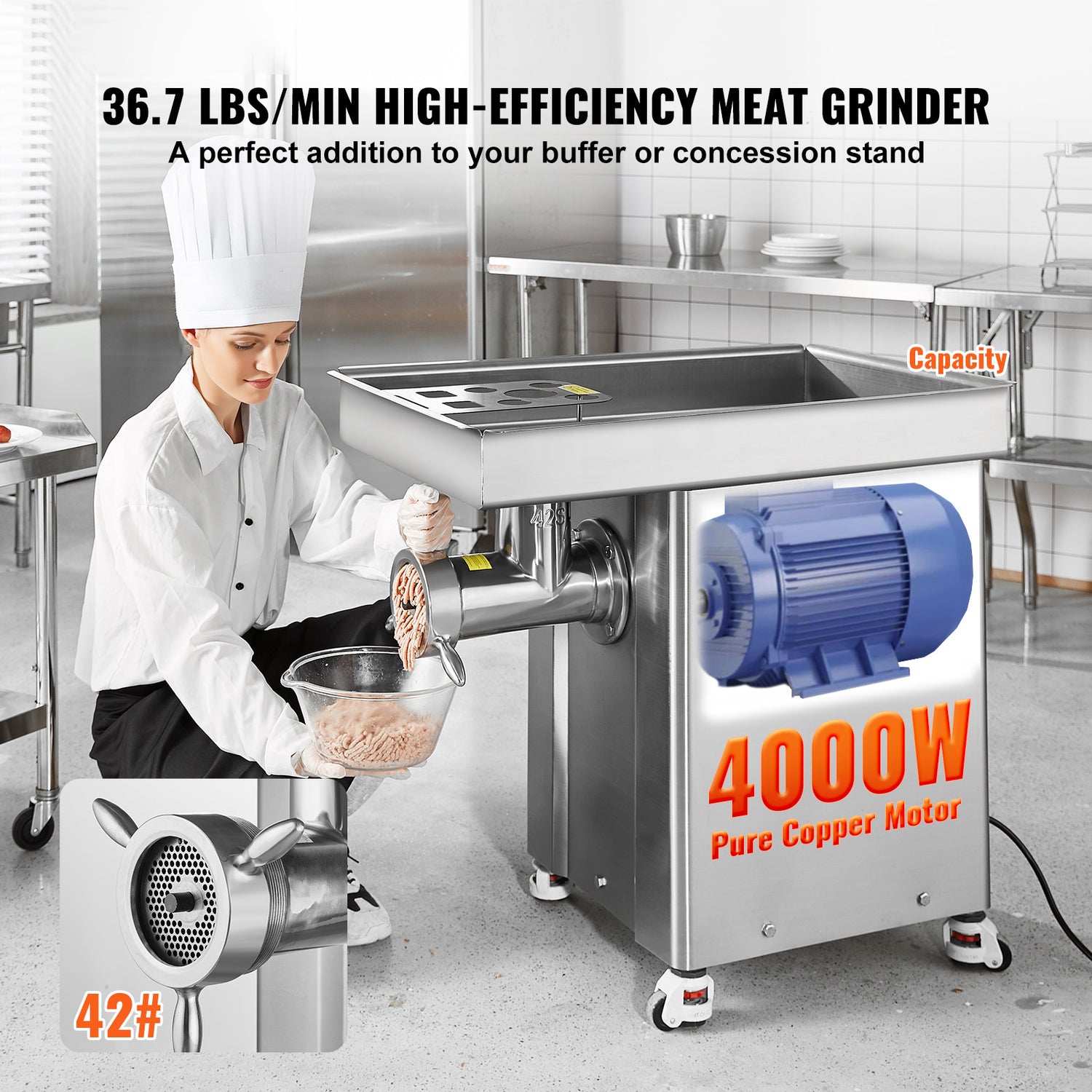 Commercial Electric Meat Grinder 300-1260Lb/H Sausage Mincer Stuffer Stainless