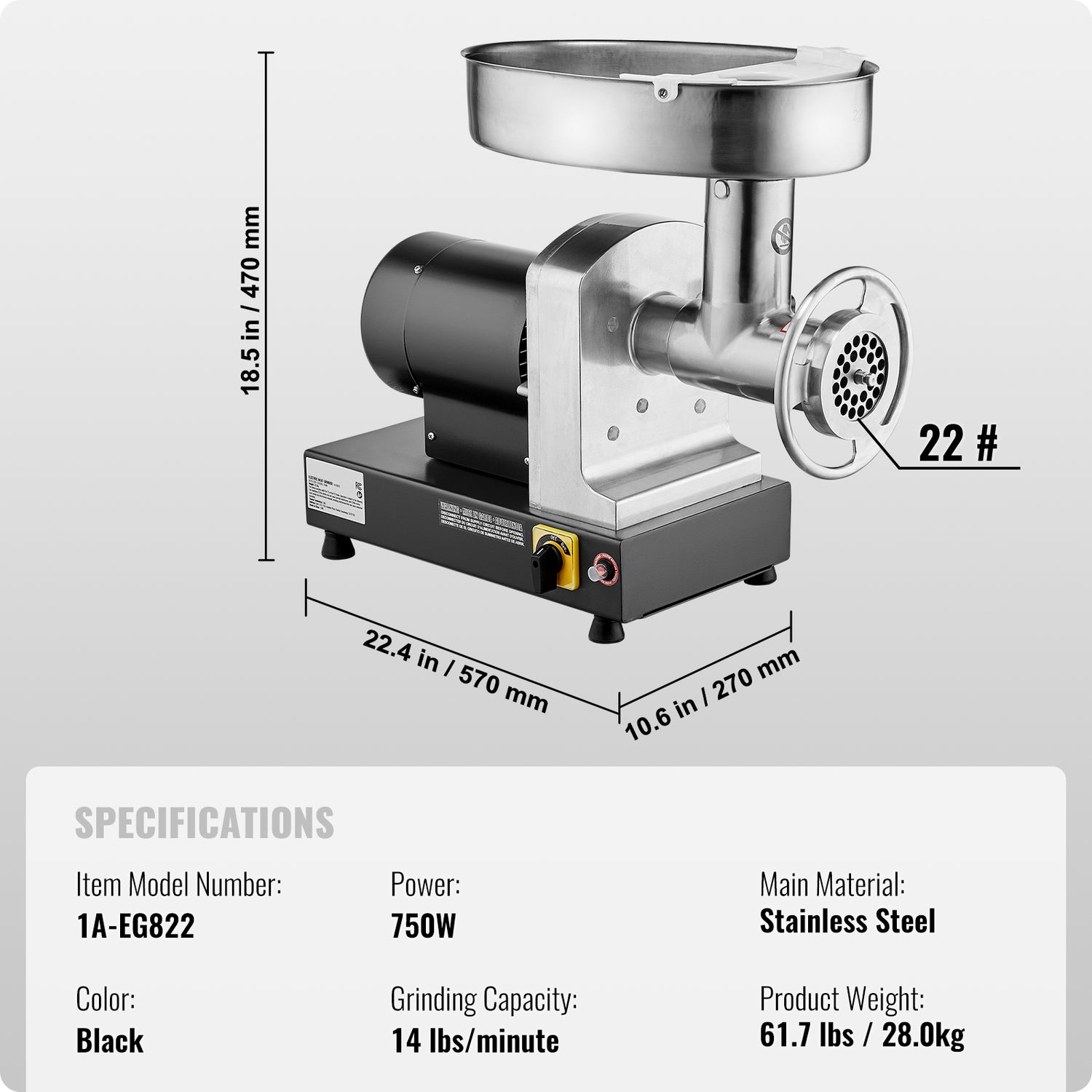 Commercial Electric Meat Grinder 300-1260Lb/H Sausage Mincer Stuffer Stainless