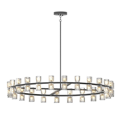 L005030-D48-P48B,W1340P310779,  48 Inches Luxury Chandeliers Crystal Living Room Decorative Lights Simple Modern Dining Room LED Lighting,for Home Decor Black ,Bulbs Included