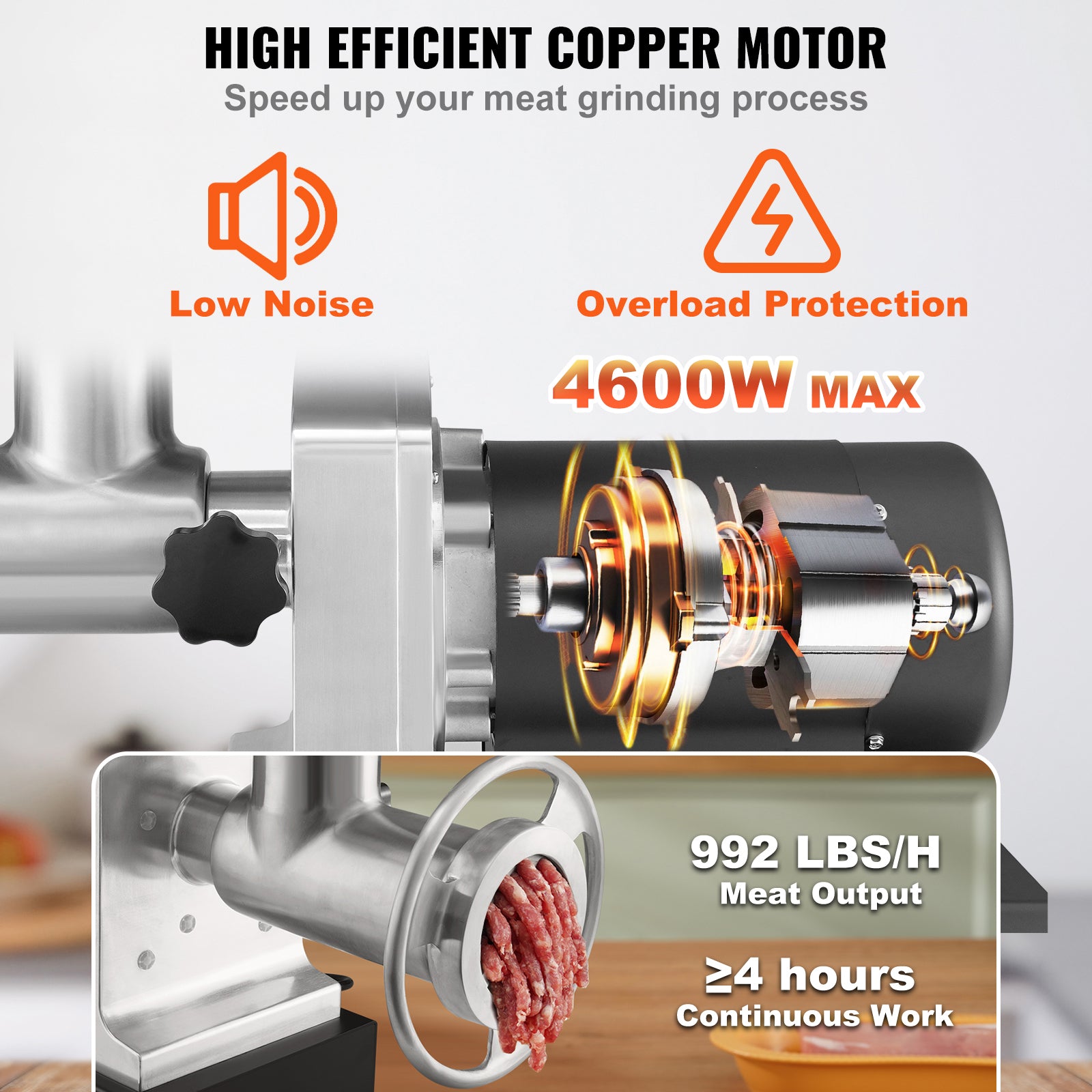Commercial Electric Meat Grinder 300-1260Lb/H Sausage Mincer Stuffer Stainless