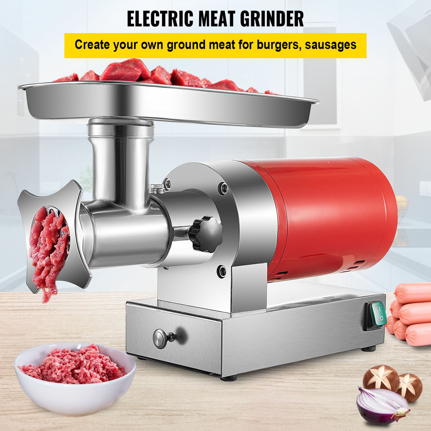 Commercial Electric Meat Grinder 300-1260Lb/H Sausage Mincer Stuffer Stainless