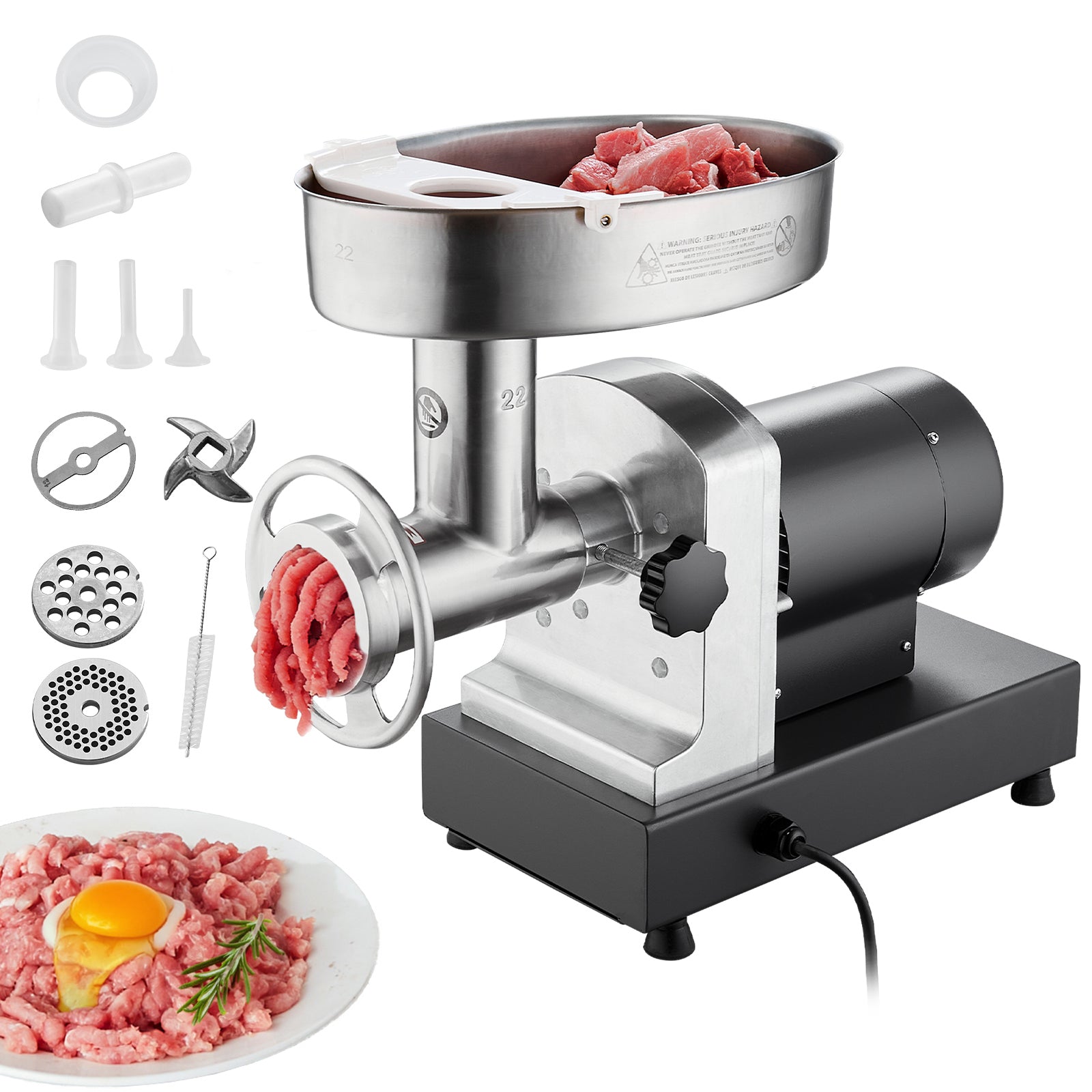Commercial Electric Meat Grinder 300-1260Lb/H Sausage Mincer Stuffer Stainless