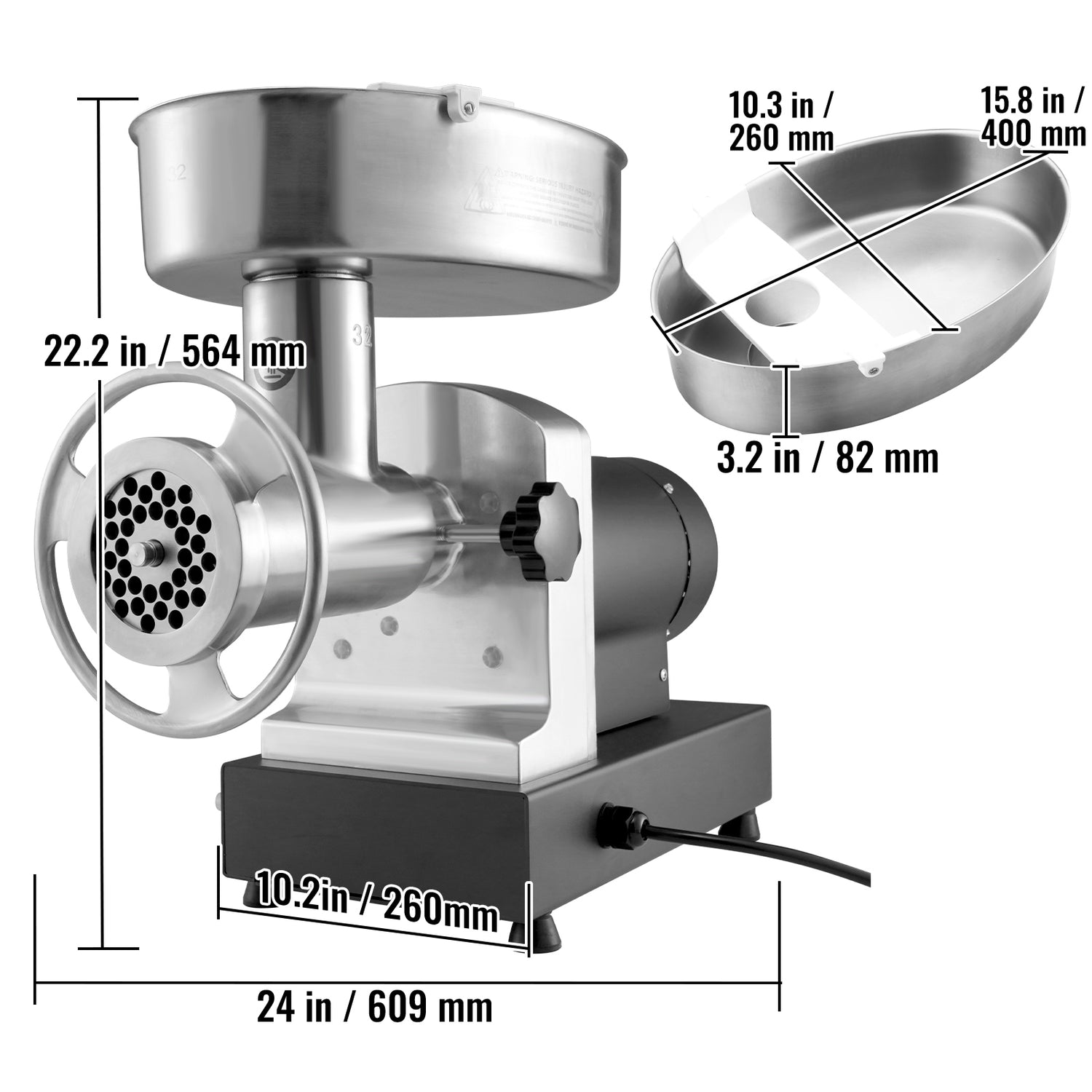 Commercial Electric Meat Grinder 300-1260Lb/H Sausage Mincer Stuffer Stainless